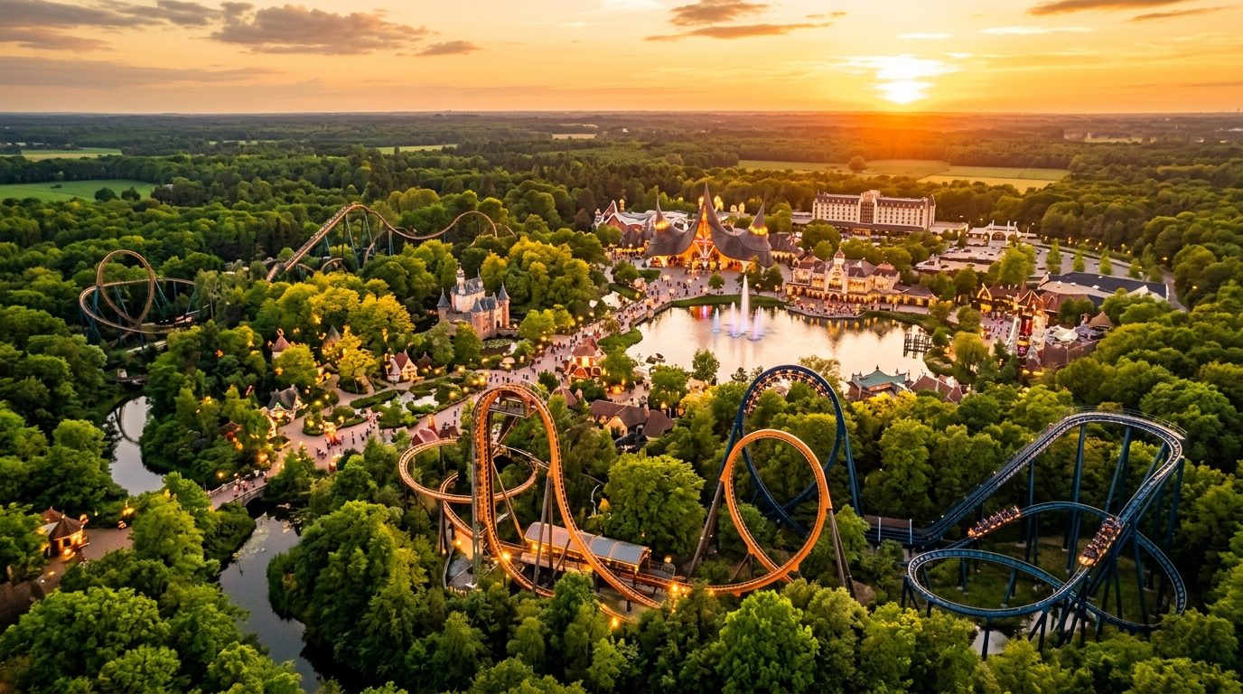 Efteling achtbanen bovenaanzicht